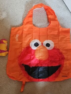 Sesame Street Elmo Orange Red Big Bird Pink And Yellow Foldable Tote